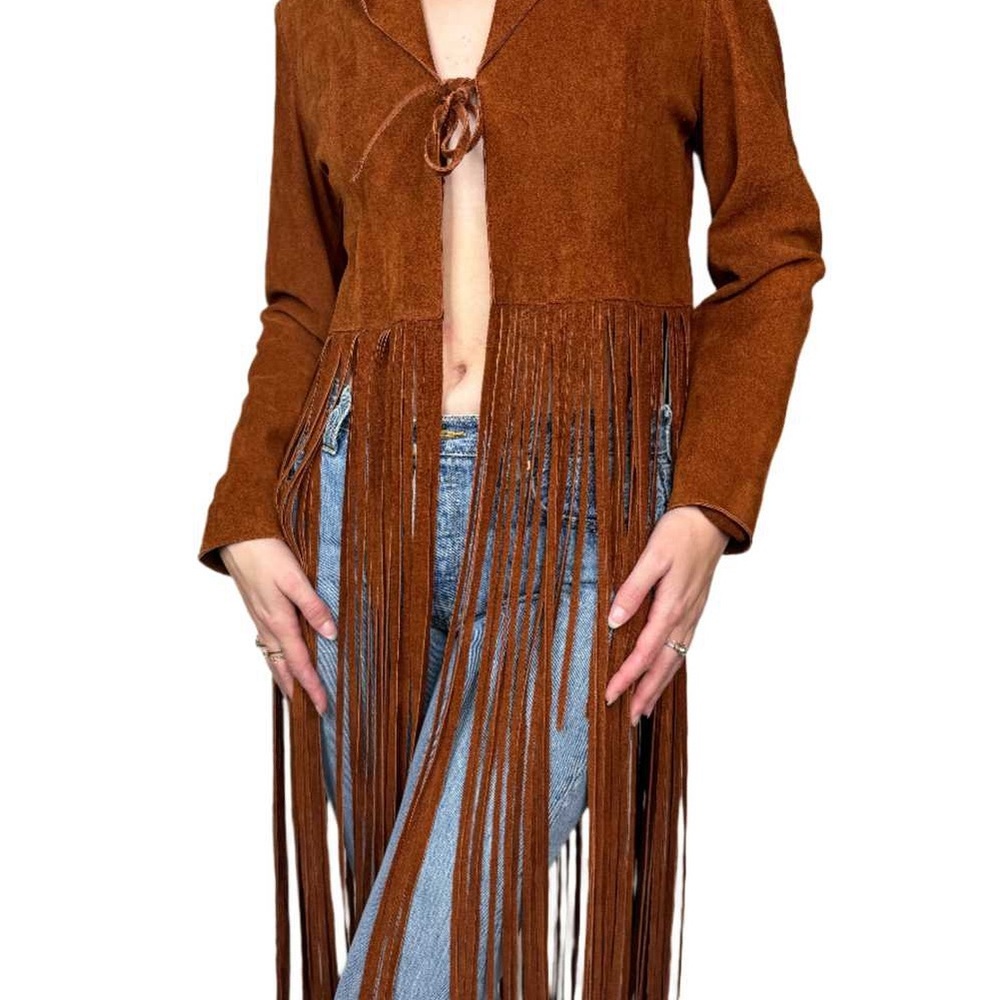 Maxima Brown Suede Fringe Jacket Western Style